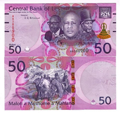 Billete De Lesotho 50 Maloti 2021 Nuevo Sin Circular 3 Reyes