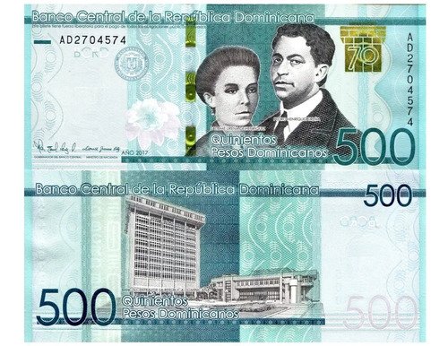 Billete De República Dominicana 500 Pesos 2017 Poetas Ureña