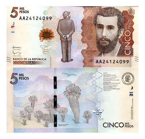 Billete De Colombia 5000 Pesos 2018 Jesus Silva Poeta Nuevo