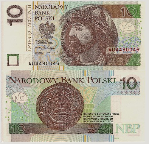 Billete De Polonia 10 Zloty Duque Mieszko I Nuevo Sin C 2016