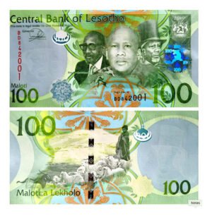 Billete De Lesotho De 100 Malotis Nuevo Sin Circular 3 Reyes
