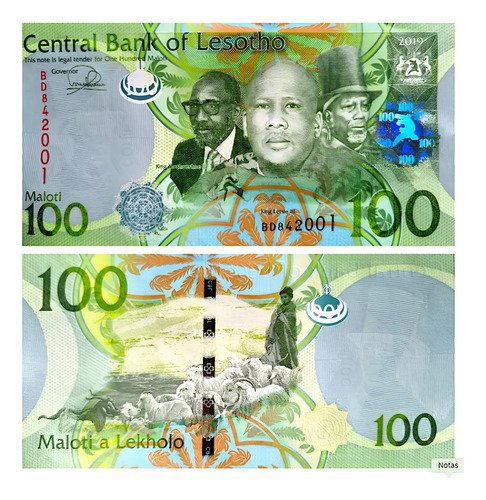 Billete De Lesotho De 100 Malotis Nuevo Sin Circular 3 Reyes