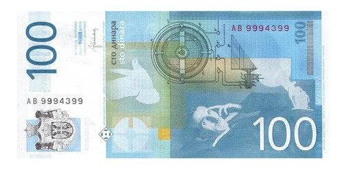 Billete De Serbia 100 De Dinares, Nikola Tesla, No Circulado