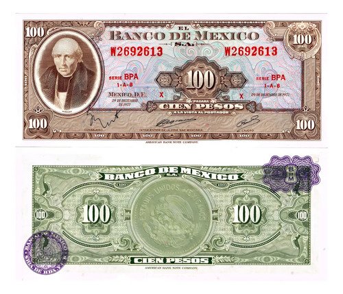 Billete De Mexico 0 Pesos Hidalgo Nuevo Sin Circular 1972