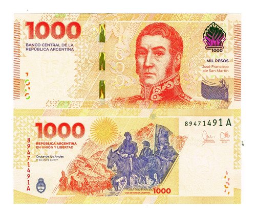 Billete De Argentina 1,000 Pesos San Martín Nuevo Sin C2023