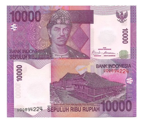 Billete De Indonesia 10,000 Rupias Sultán Mahmud Nuevo Sin C