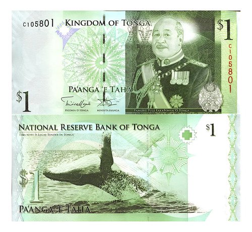D_962055-MLM86951379301_062025-O.jpg Billete De Tonga 1 Pa'anga 2009 Rey Tupou Vi Ballena Oceanía