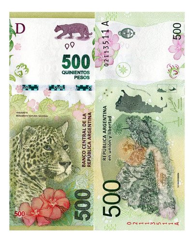 Billete De Argentina $ 500 Pesos, Nuevo Sin Circular, Jaguar