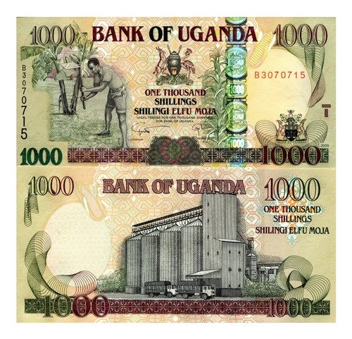 Billete De Uganda 1,000 Chelínes Agricultores 2009 Nuevo S C