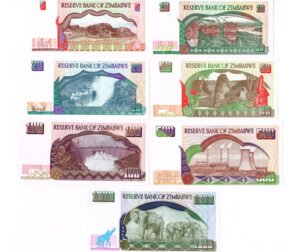 Set 7 Billetes De Zimbabue De 5, 10, 20, 50, 100, 500 Y 1000