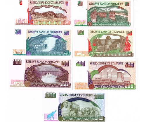 D_975281-MLM81050128724_122024-O.jpg Set 7 Billetes De Zimbabue De 5, 10, 20, 50, 100, 500 Y 1000