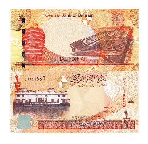 Billete De Baréin De 1/2 Dinar, Nuevo Sin Circular 2022