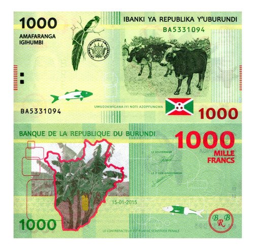 D_981661-MLM75751303280_042024-O.jpg Billete De Burundi 1,000 Francos Nuevo Sin Circular 2015