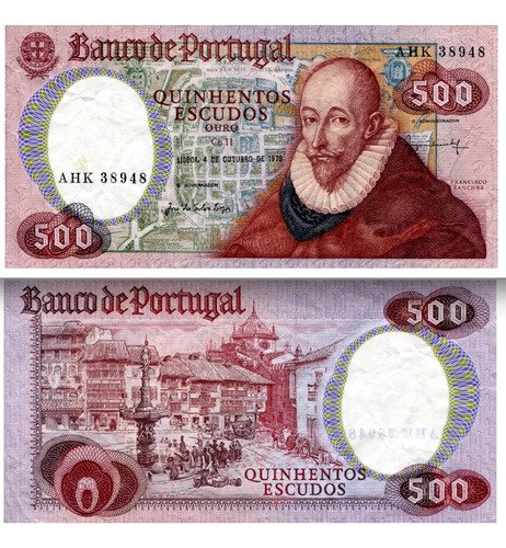 Billete De Portugal 500 Escudos Francisco Sanches Nuevo 1979