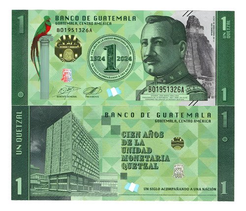 Billete De Guatemala 1 Quetzal  100 Años Del Quetzal   2024