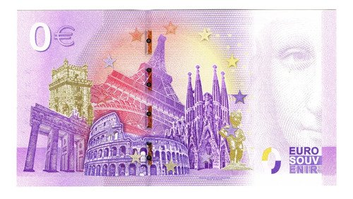 Billete 0 Cero Euro Color Paris 2024 Juegos Olímpico Eiffel