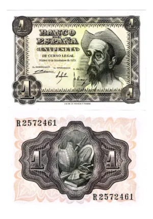 Billete De España 1 Peseta Don Quijote De La Mancha 1951 Nvo