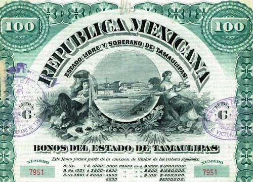 Bono Del Edo. De Tamaulipas $100 De 1903, En Plata Sin Cupón