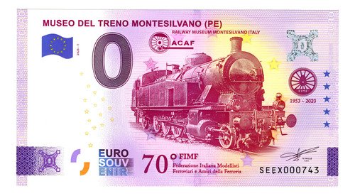 D_611757-MLM94385876152_102025-O.jpg Billete 0 Cero Euros - Souvenir Museo Del Tren, Italia 2023