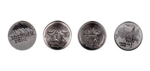 Billete Y 4 Monedas Rusia Rublos Olimpiadas Del 2014 Sochi
