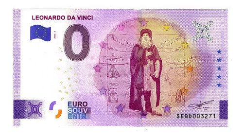 Billete 0 Euro Souven Leonardo Da Vinci Inventos Italia 2022