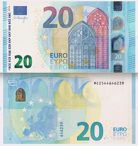 Billete De 20 Euros De La Unión Europea Nvo Sn Circular 2015