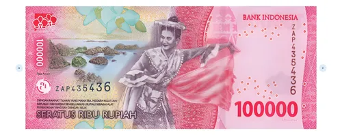 Billete De Indonesia 100,000 Rupiah Bailarina Tari Nvo. 2022
