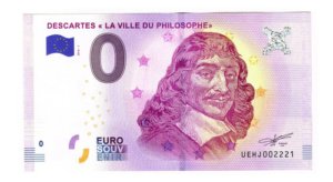 D_618316-MLM76573366467_052024-O.jpg Billete 0 Cero Euros Souvenir, René Descartes, Francia 2018