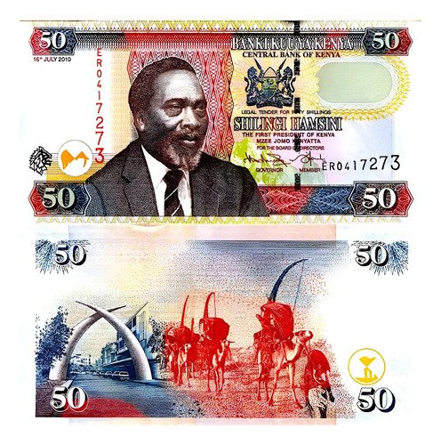 Billete De Kenia 50 Shillings 2010 Nuevo Sin/c Pte. Kenyatta