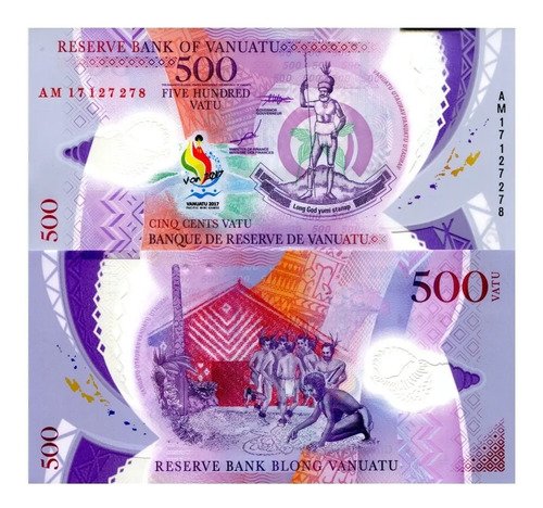 Billete De Islas Vanuatu De 500 Vatu, Polímero, 2018 Oceanía