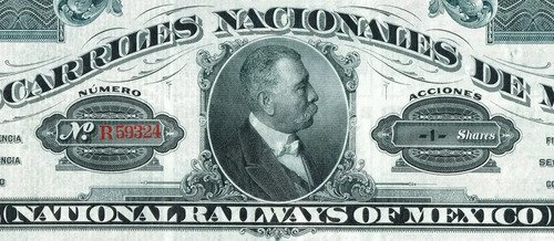 Acción Antigua De Ferrocarriles De México 1908 Porfirio Díaz