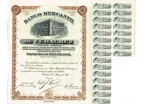 D_653669-MLM69863538441_062023-O.jpg Bono Fundador Del Banco Mercantil De Veracruz, 1899 En Plata