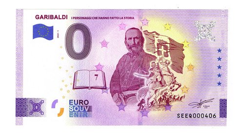 Billete 0 Cero Euros Souvenir Giuseppe Garibaldi Italia 2023