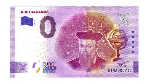 Billete 0 Cero Euros Souven. Michel Nostradamus Francia 2021