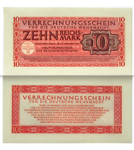 Billete de Alemania 10 Reichsmark 1944 — Emisión militar