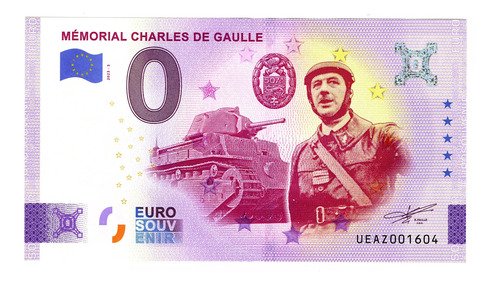 Billete 0 Cero Euros Souvenir Charles De Gaulle Francia 2023