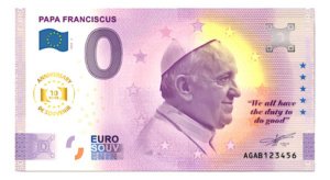 Billete 0 Cero Euro Papa Francisco José Mario Bergoglio 2025