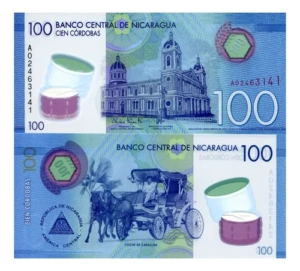 Billete De Nicaragua 100 Córdobas La Catedral Polímero Nvo.