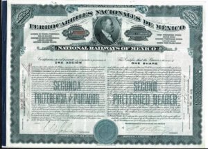 Acción Antigua De Ferrocarriles De México 1908 Porfirio Díaz