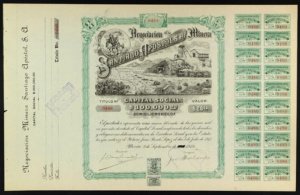 Acción Minera Santiago Apóstol, M. De Pozos Guanajuato 1919