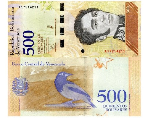 Billete De Venezuela 500 Bolívares, Pájaro Turpial 2018