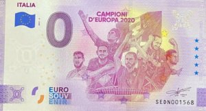 Billete 0 Cero Euro Souvenir Italia Campeón De Europa 2020