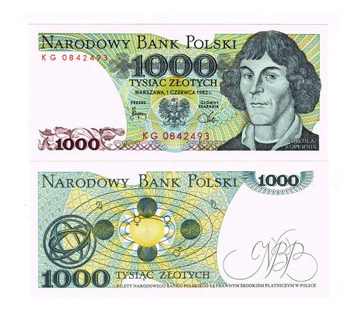 Billete De Polonia 1,000 Zlotys Nicolás Copérnico Nuevo 1982