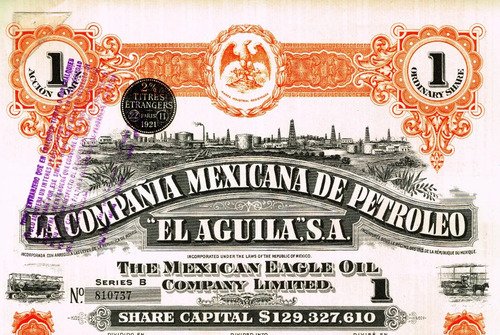Una Acción De La Cía. Mexicana De Petróleo El Águila De 1921