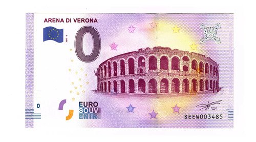 Billete 0 Cero Euro Souvenir Arena De Verona Italia 2021