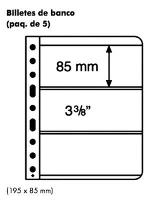 5 Hojas Para 3 Billetes Rígida Marca Leuchturm Transparentes