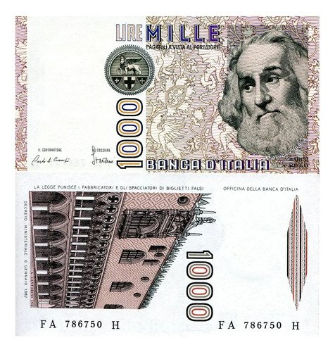 Billete De Italia 1,000 Liras, Marco Polo, Nuevo Sin C. 1982