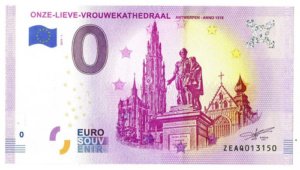 D_740427-MLM48227973228_112021-O.jpg Billete 0 Cero Eurosouvenir Catedral De Anveres Bélgica 2019