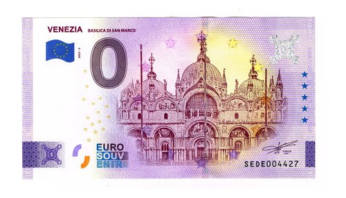 D_741672-MLM79968919413_102024-O.jpg Billete 0 Cero Euro Souvenir San Marcos Venecia 2021 Italia