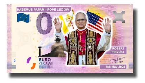 Billete 0 Cero Euro Papa León Xl V Habemus Papa Fco Prevost